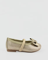 Baletas Moño Brillo Dorado Niñas